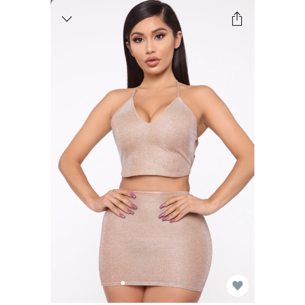 Take The Town Metallic Skirt Set